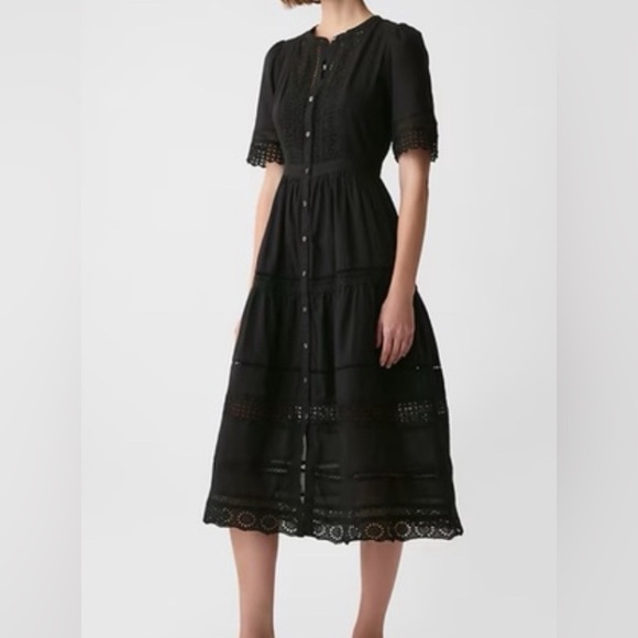 Gap Lace Button-Front Midi Dress in Black, Women’s Sizes M and L - Picture 2 of 9